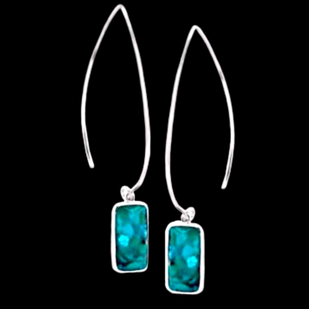 Silpada Sterling Silver & Compressed Turquoise Threader Drop Earrings